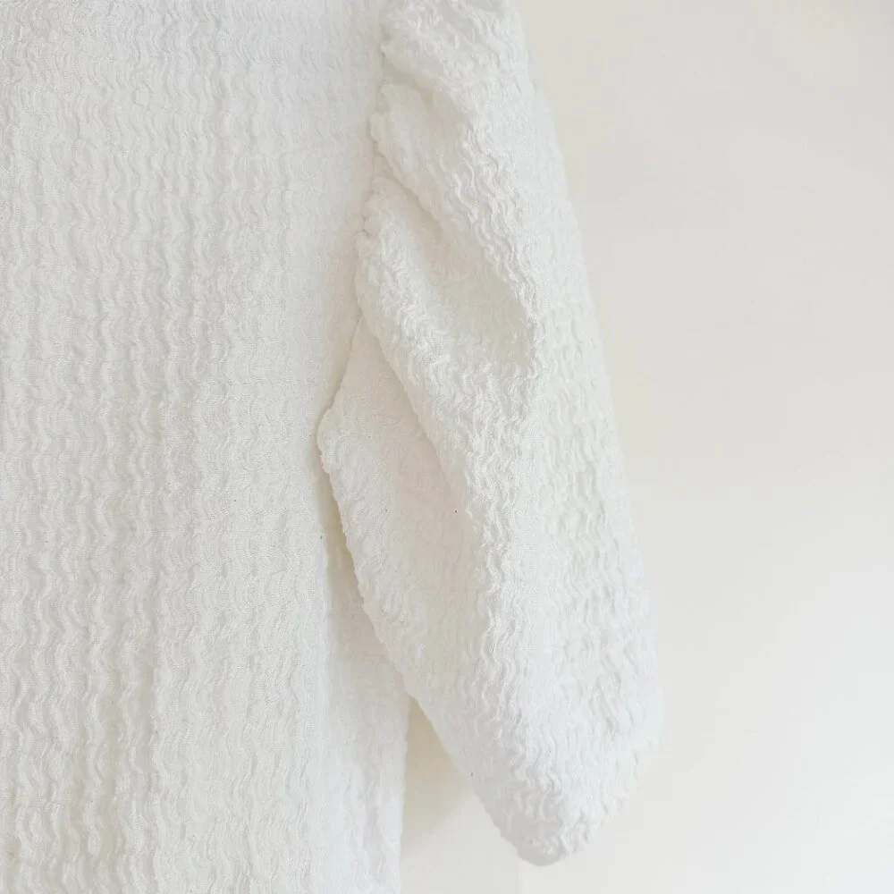 Zara White Textured Top